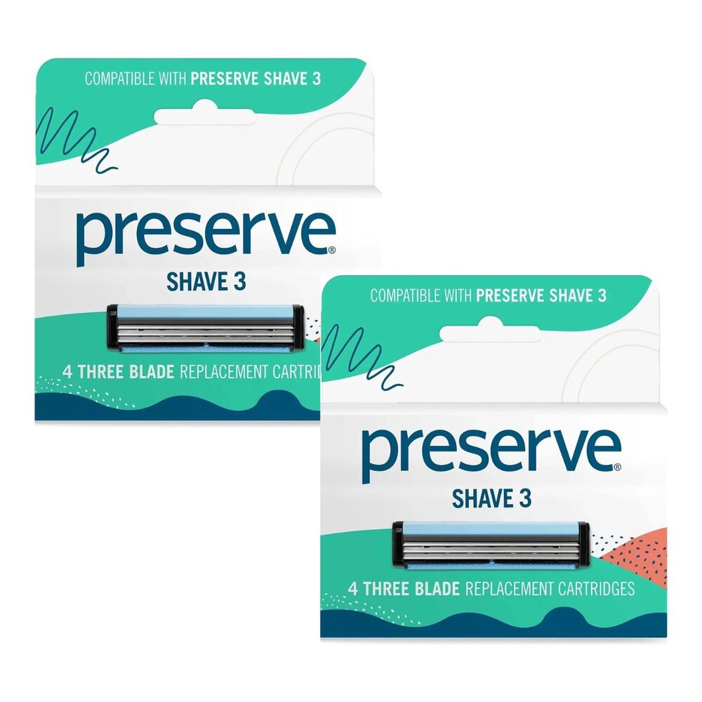 Preserve Shave 3 Razor Blade Cartridges 2 Boxes 4 Blades Per Box